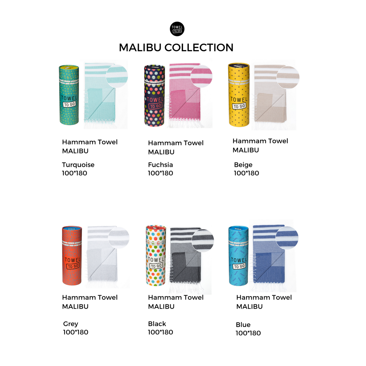 HANDDOEK TO GO MALIBU Katoenen strandlaken 180x100 cm | Sneldrogend | Turkoois | met geschenkdoos