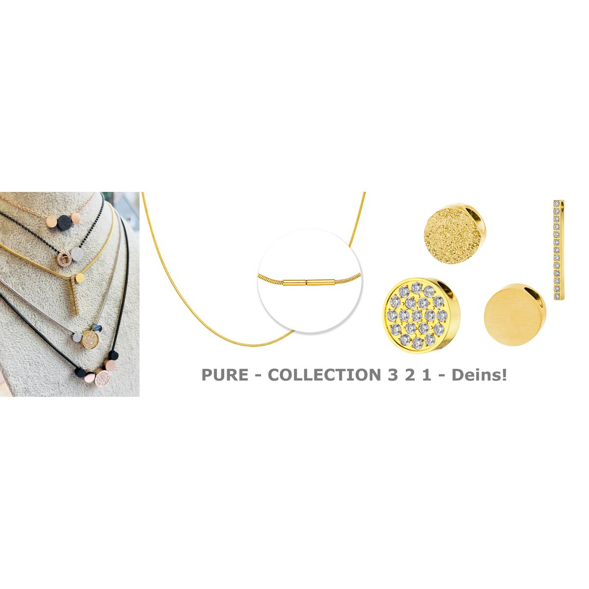 PURE - Ronde hanger met gezette zirkonia van roestvrij staal