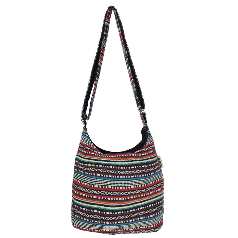 Sunsa hobo tas. Gestreepte geweven katoenen buideltas. Dames/meisjes schoudertas met verstelbaar hengsel. Lichtgewicht grote stoffen tas met ritssluiting.
