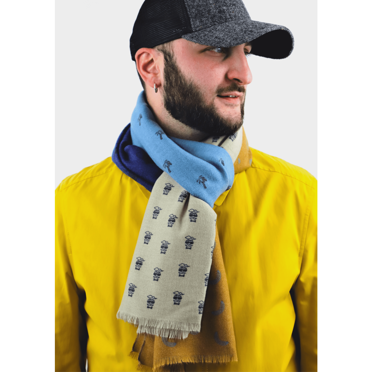 Bawełniany szalik w stylu vintage w wielokolorowym