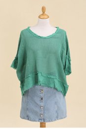 Gennembrudt bomuldsbluse og hørbund REF. 11932