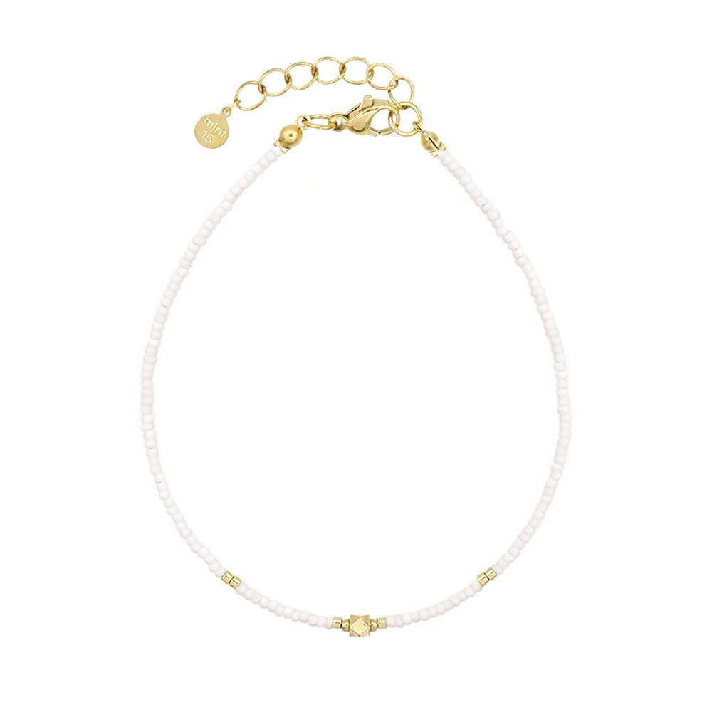 Elegance Beaded Anklet - White