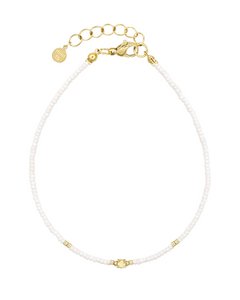Elegance Beaded Anklet - White