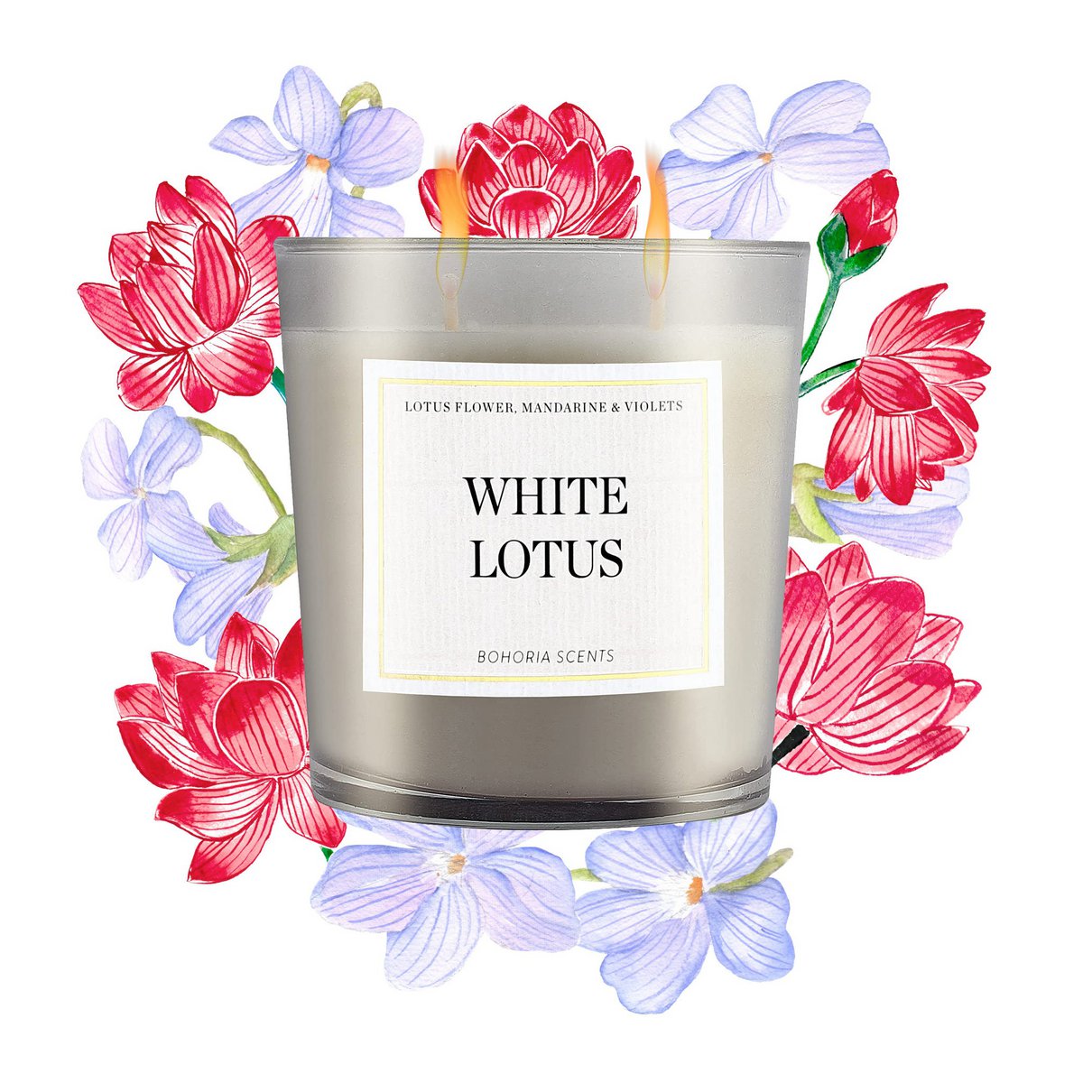 Witte Lotus geurkaars 230g – Witte Lotus & Sandelhout, 50u