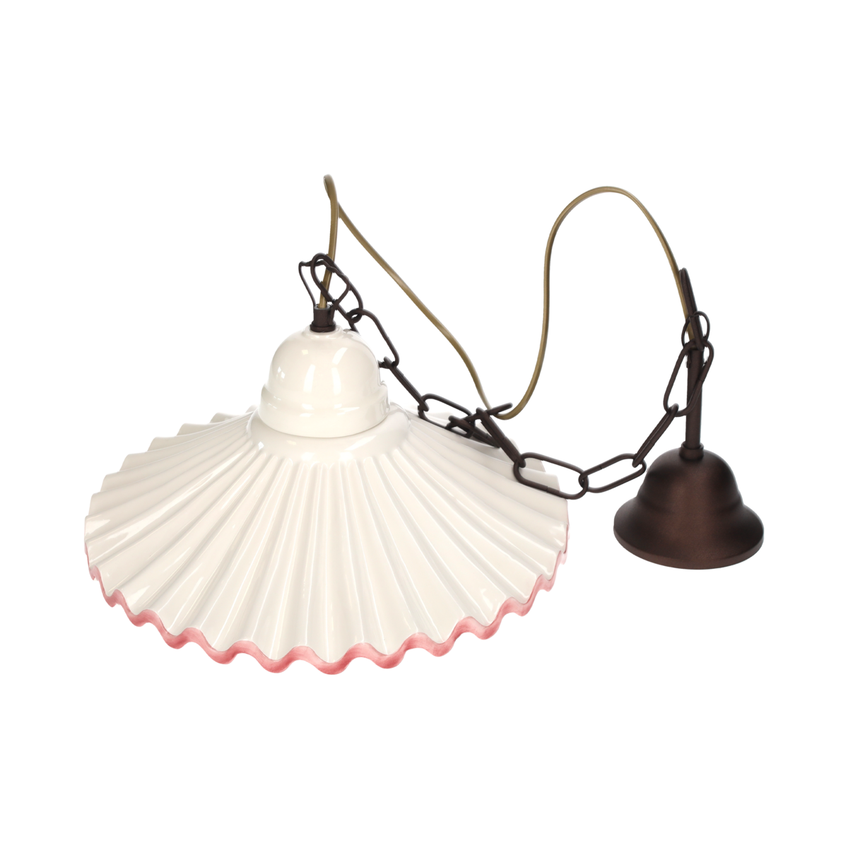 Pendant chandelier d 30 cm pink edge with ceramic chain