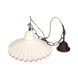 Pendant chandelier d 30 cm pink edge with ceramic chain