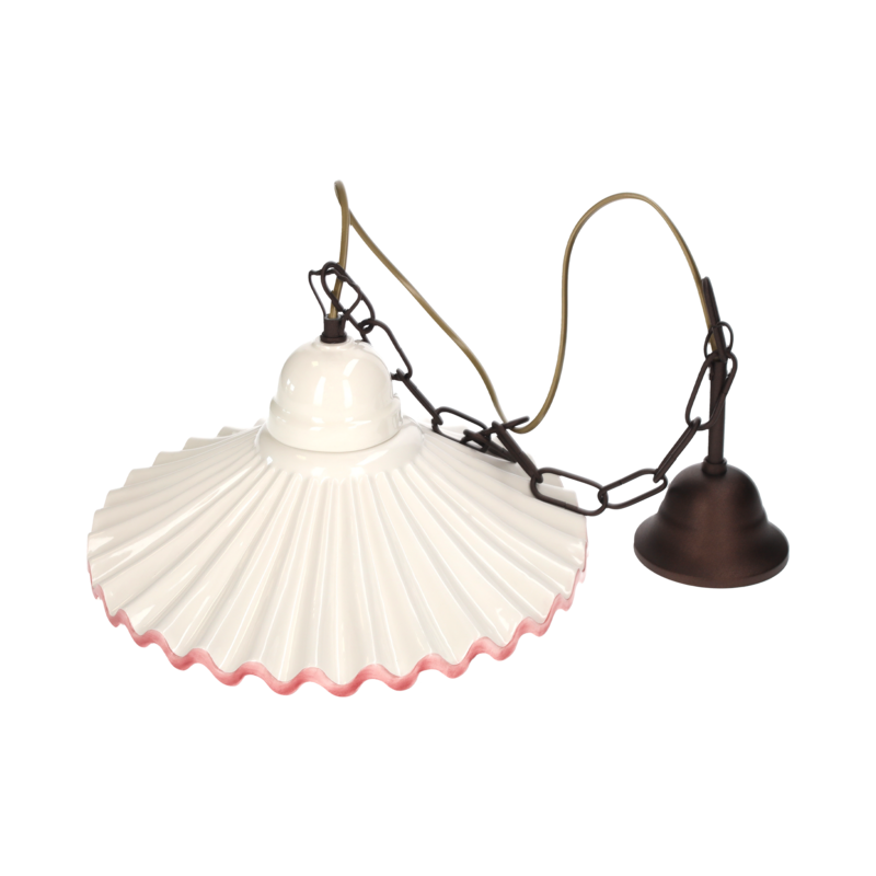 Pendant chandelier d 30 cm pink edge with ceramic chain