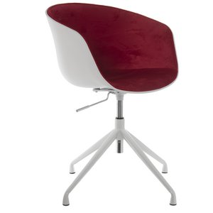 SWIVEL CHAIR METAL/PP/BURGUNDY VELVET 55X59.5X76/82CM, W/GAS SPRING LL83789