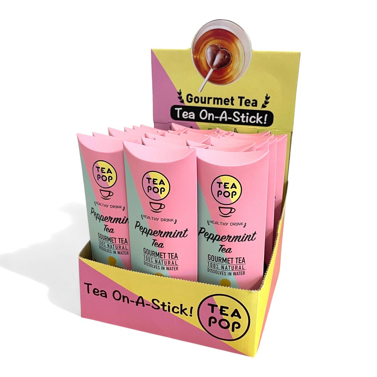 TEA-POP Herbata na patyku | Mięta | Taca ekspozycyjna na 20 pałeczek