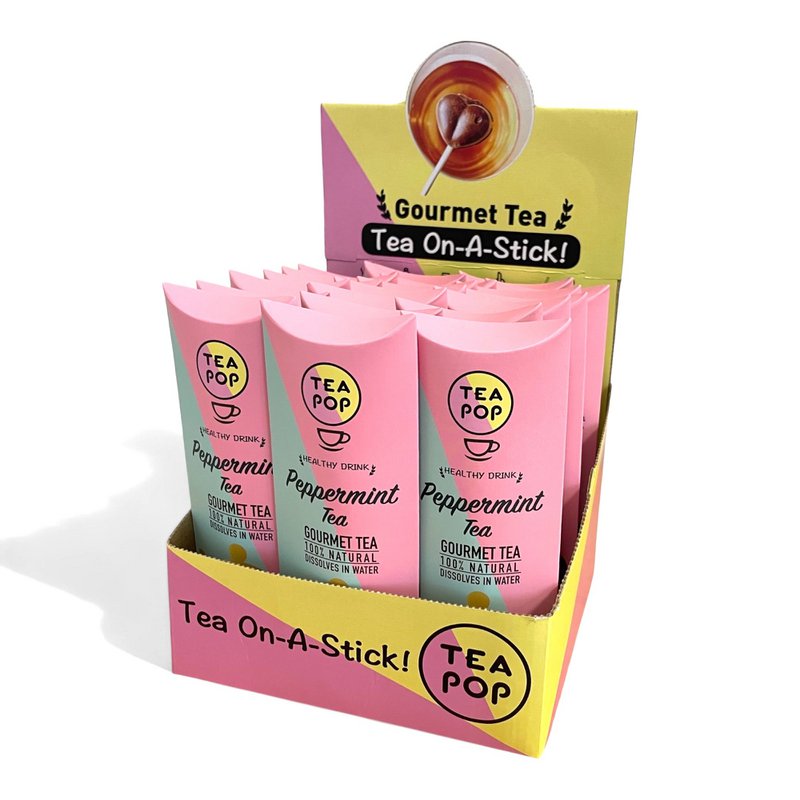 TEA-POP Herbata na patyku | Mięta | Taca ekspozycyjna na 20 pałeczek