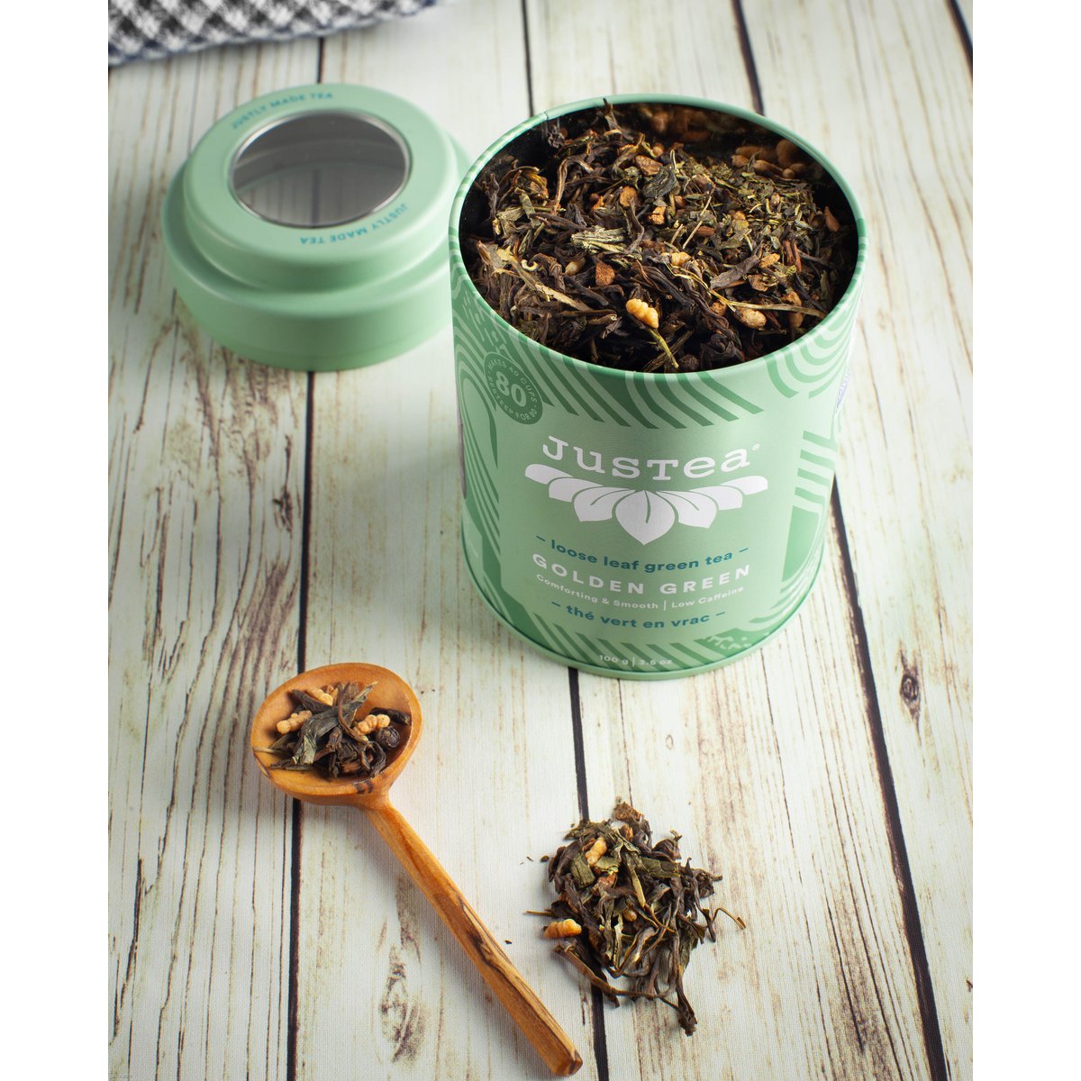 Justea | Złota zieleń |  | Zielona herbata | Luźna herbata | Organiczne | Sprawiedliwy handel