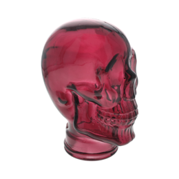 Decorative fuchsia glass skull H27x19x15