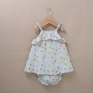 Bamboe babymeisjesjurkje met print en bijpassend broekje F108-21212042