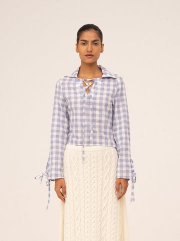 Pendel geruit blauw shirt