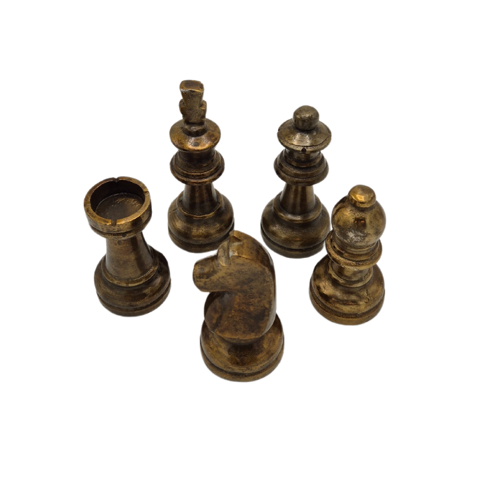 Chess Set 5pcs - Antique Brass Shiny