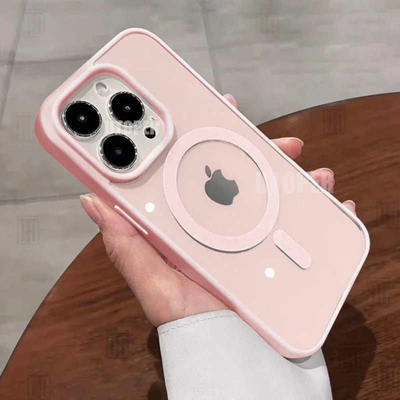 Pink gennemsigtigt akrylcover til iPhone 17 Air 16 15 14 13 12 11 Pro Max Plus hårdt stødsikkert kraftigt magnetisk Magsafe cover