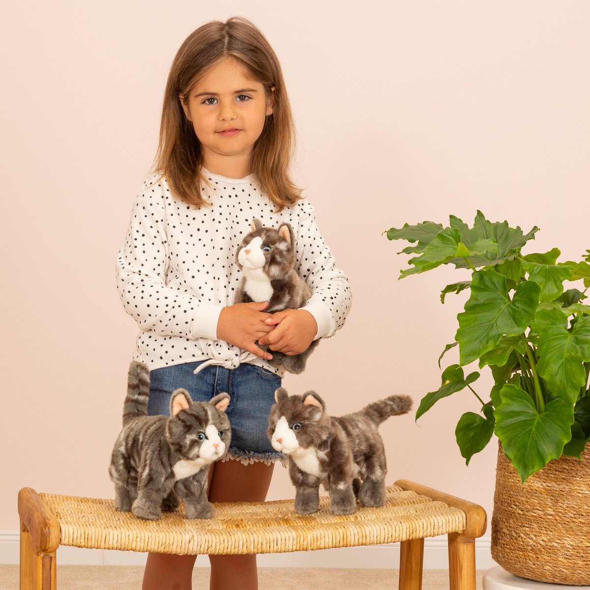 Gato atigrado gris de pie 20 cm - peluche - peluche