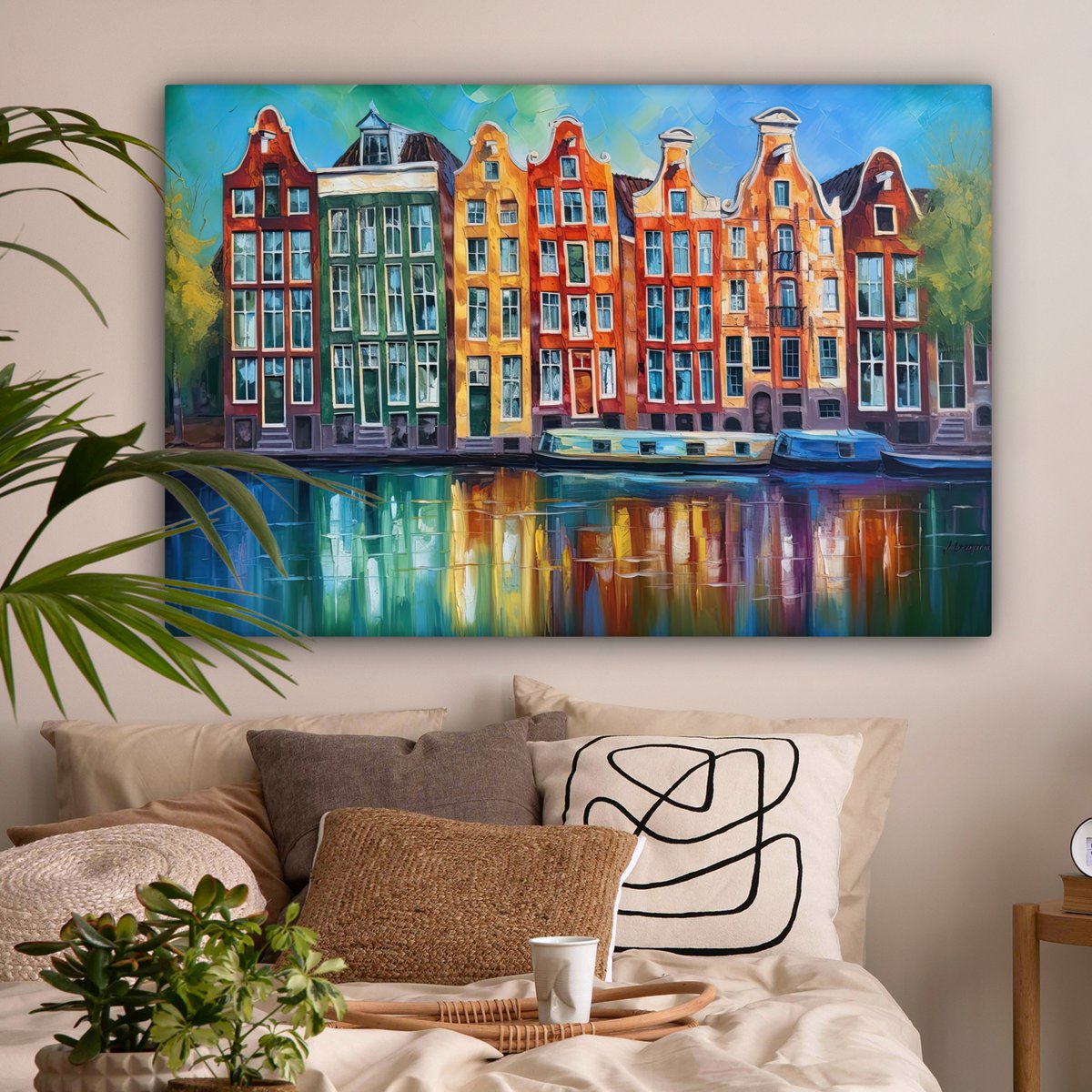 Peinture sur toile - Décoration murale Amsterdam - Huile - GRAISE - Peinture - Art - Décoration murale Salon - Décoration de la chambre - Accessoires de chambre - Paintes de toile