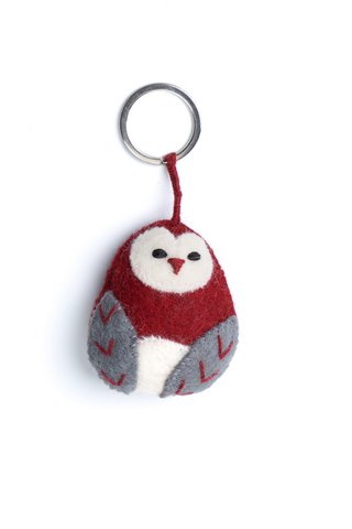 Keyring owl aubergine