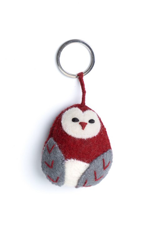 Keyring owl aubergine