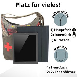 Sunsa Damen Umhängetasche. Hobo Tasche aus Canvas/Leinwand. Groß Vintage Stil Crossbody Bag. Jede Vegane Schultertasche ist Unikat.