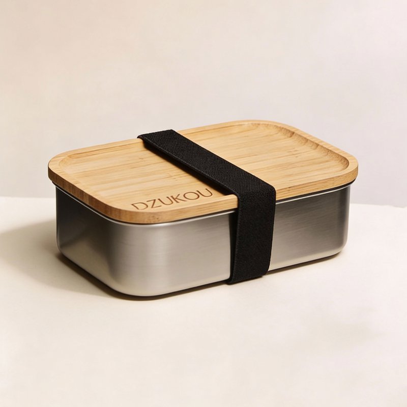 Lunchbox aus Edelstahl mit Bambusdeckel und Trennwand – 1200 ml