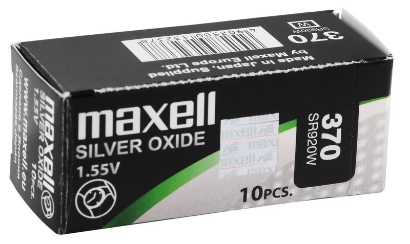 MAXELL button cells, 0% mercury, packaging contents 10 pieces, 370