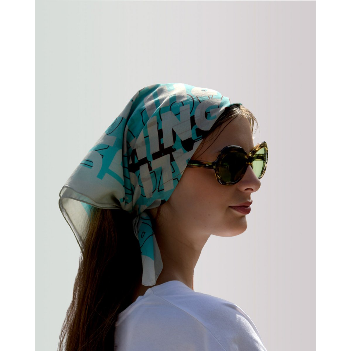 Scarf, JUDY - chocolate/turquoise