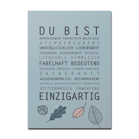 Ansichtkaart You are unique blue