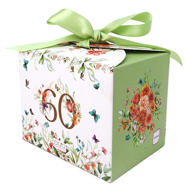 DUO Occasional Mug 400ml, Birthday “60”, in a giftbox with a ribbon