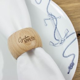 2 i 1 servietring og æggekop "Bon appetit" lavet af bæredygtigt bøgetræ