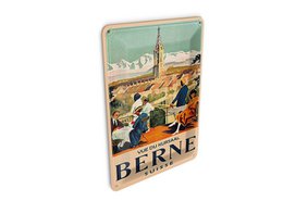 Cartolina da viaggio in latta 10x14 cm Svizzera Vue du kursall Berna Insegna decorativa