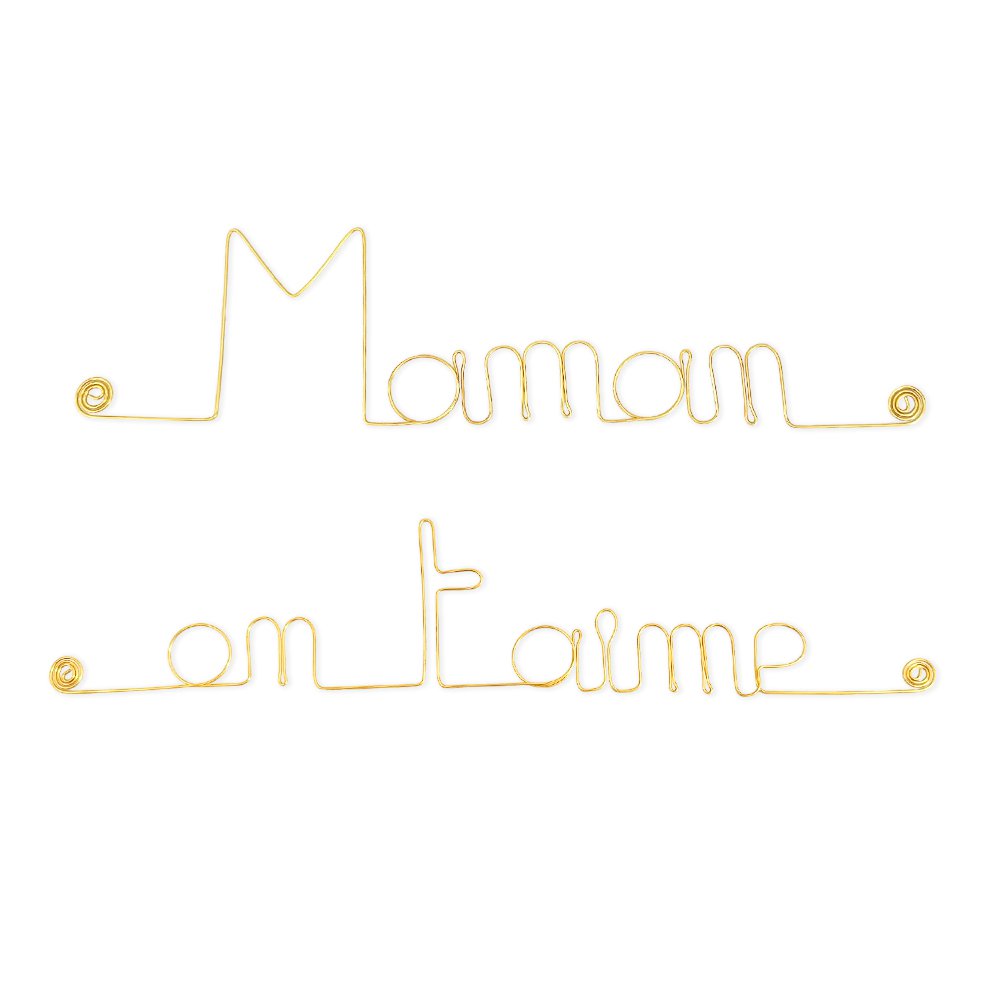 Regalo per la Festa della Mamma "Mamma ti vogliamo bene" - Decorazione da parete in filo di ottone dorato