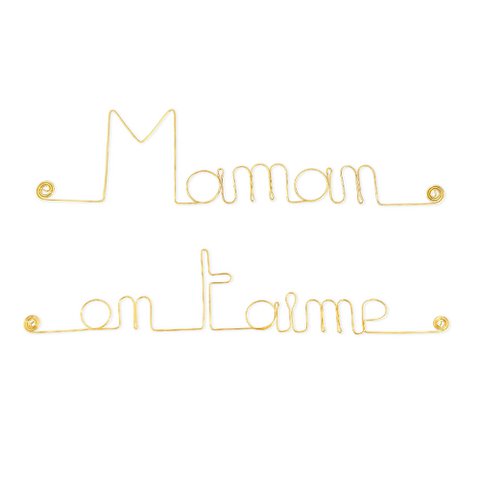 Mother's Day Gift "Mom we love you" - Wall Decoration in Golden Brass Wire