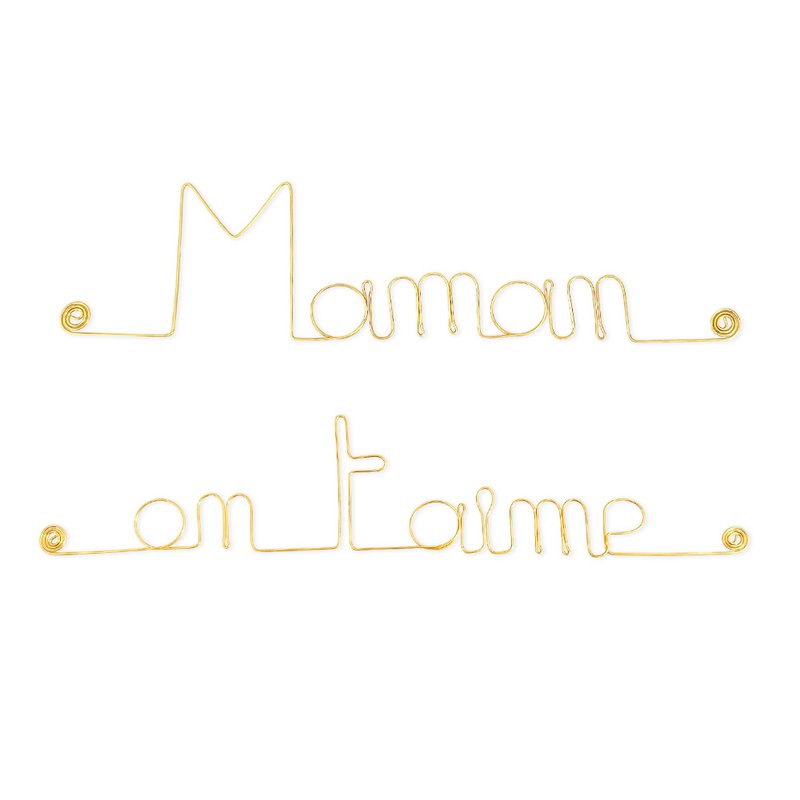 Regalo per la Festa della Mamma "Mamma ti vogliamo bene" - Decorazione da parete in filo di ottone dorato