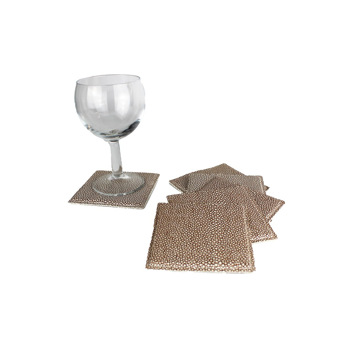 Glass coaster 6-er set ray synthetic leather brown coasters