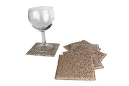 Glass coaster 6-er set ray synthetic leather brown coasters