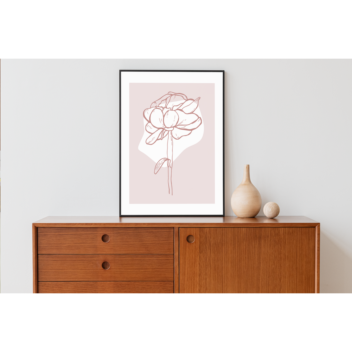 Boho abstracte roos poster