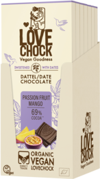 Chokolade sødet med datoer Passionsfrugt Mango 69% Vegansk - Organisk, vegansk, holdbar