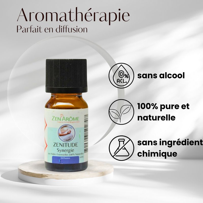 Sinergia de aceites esenciales - Zenitude - 10 ml - Uso para difusión - Envasado en Francia