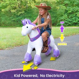 PonyCycle Classico giro ufficiale sui giocattoli Modello U Unicorno bianco, rosa e viola, con freno e suono
