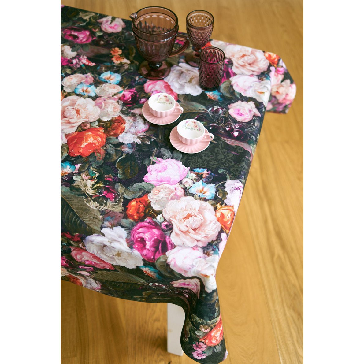 Rechteckige Tischdecke, 100% Baumwolle, gedruckt | Francine Black