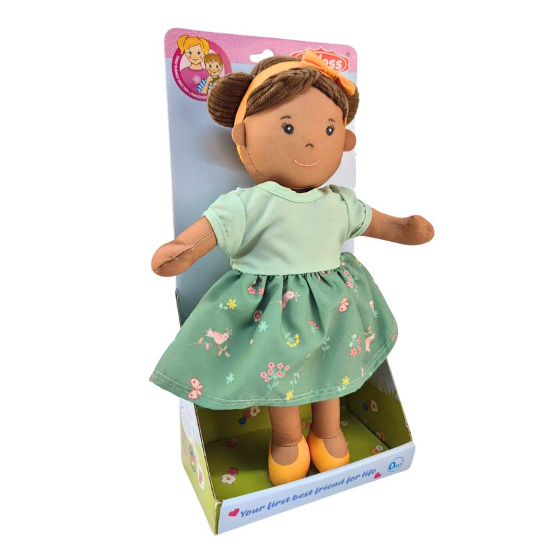 Stof Doll '' Livi '' med kjole til at sætte på og tage af, 32 cm
