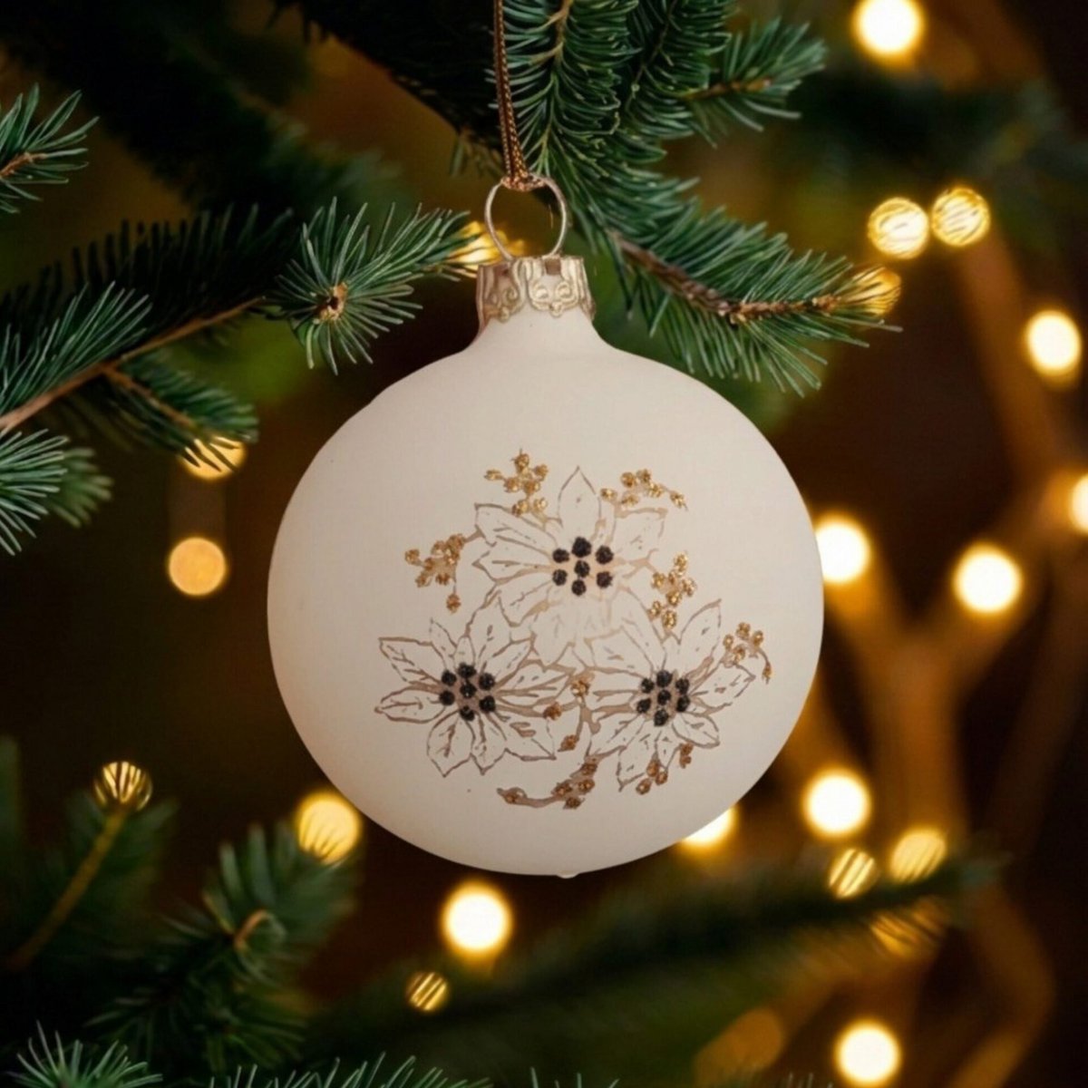 "christmas flower white" - 6 cm Christmas balls soft white matt