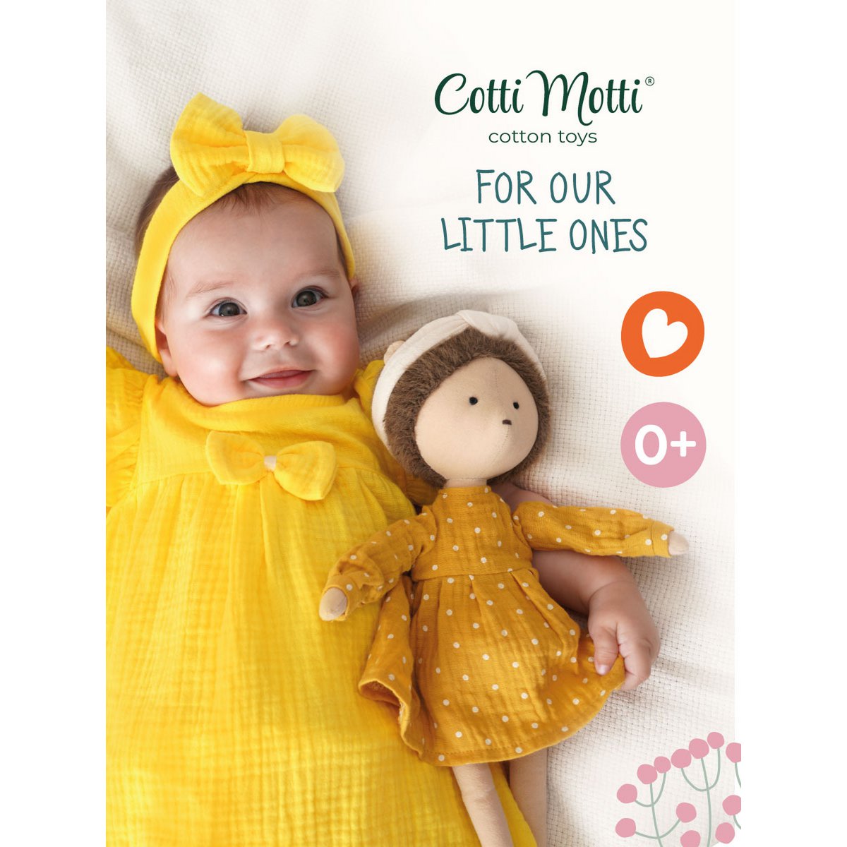 Peluche en coton, Cotti Motti, Emmy le hérisson (30cm)