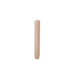 Set of 20 iced apricot-colored dinner candles, each measuring 2.6 x 18 cm.