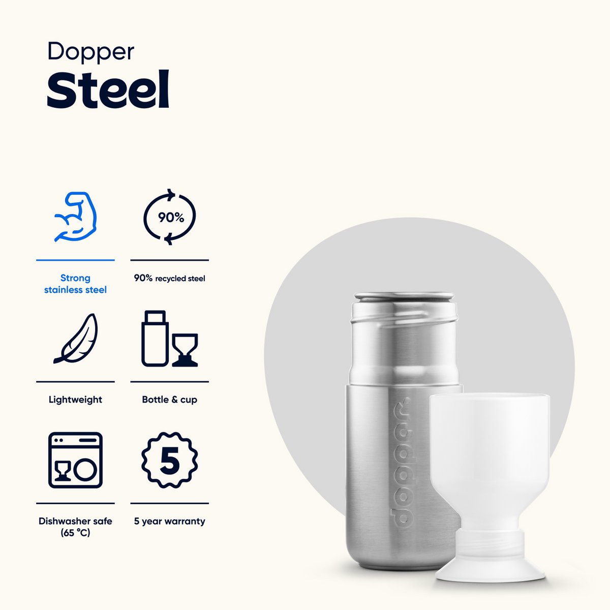 Dopper Steel wiederverwendbare Wasserflasche 350 ml