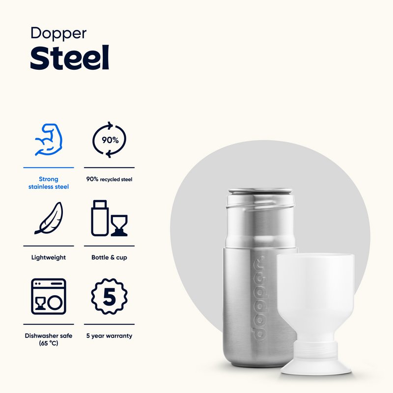 Dopper stål genanvendelig vandflaske 350ml