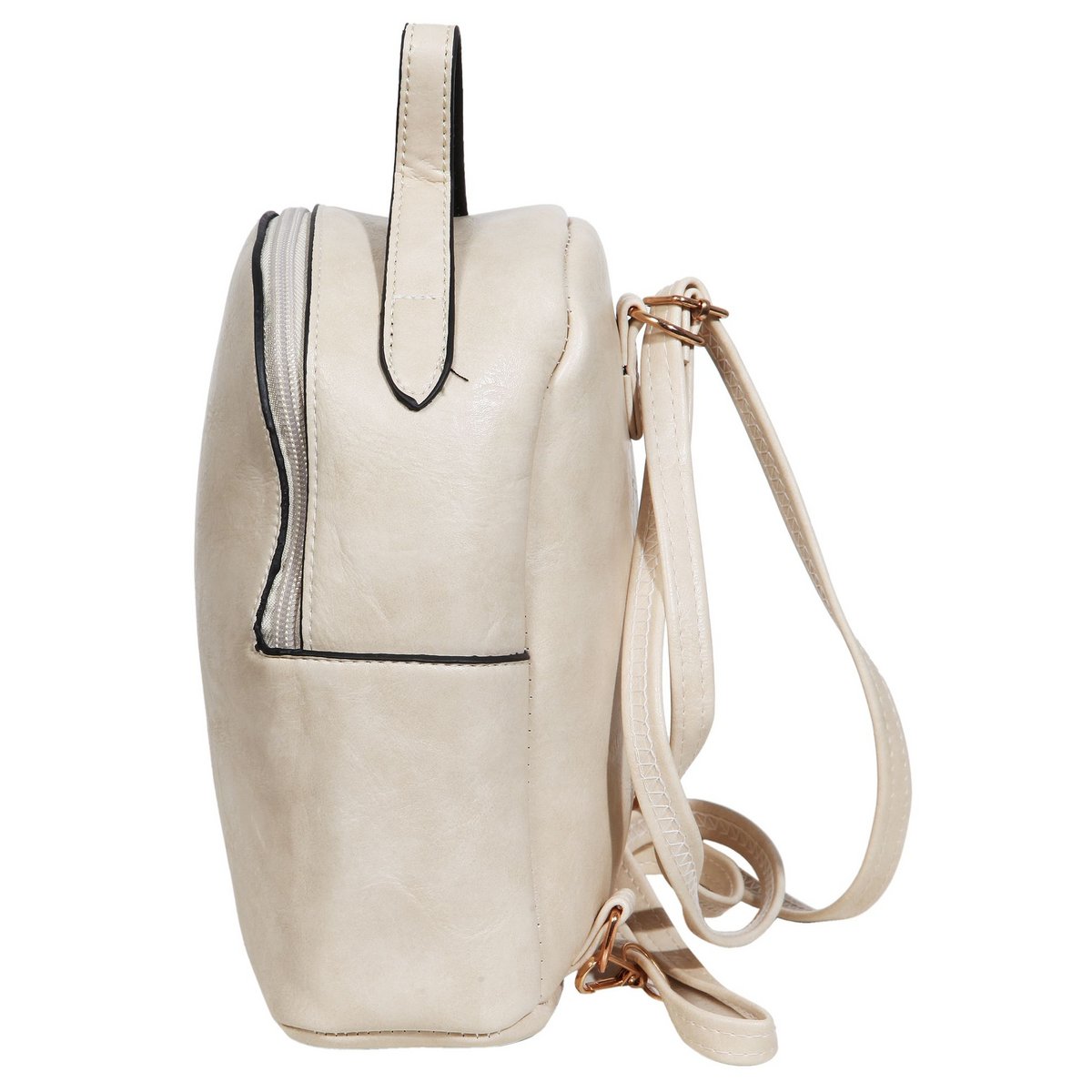 Sac à dos femme en simili cuir, blanc, longueur : 21,5 cm / largeur : 19,0 cm / épaisseur : 8,0 cm