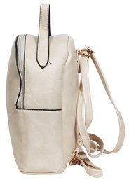 Women's backpack made of imitation leather, white, length: 21.5 cm / width: 19.0 cm / thickness: 8.0 cm